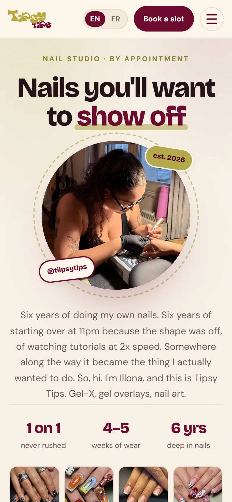 Tipsy Tips nail studio site